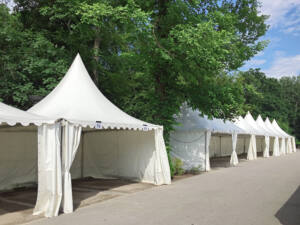 rows of party tents
